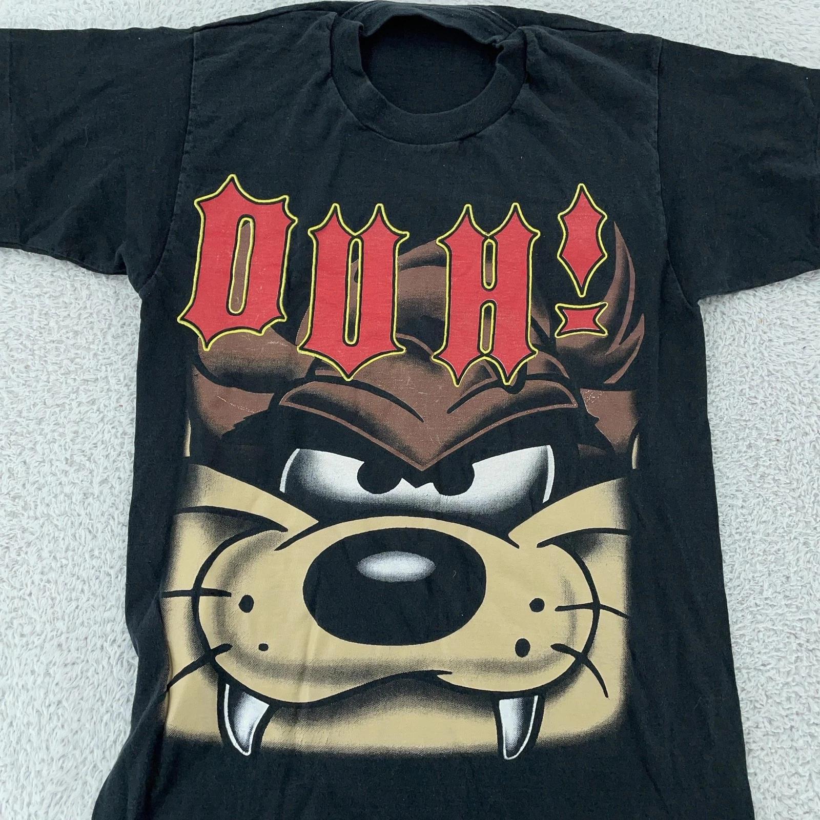 Vintage Looney Tunes Taz Shirt XS/S Black DUH! Tee Tasmanian Devil Cartoon 4XL
