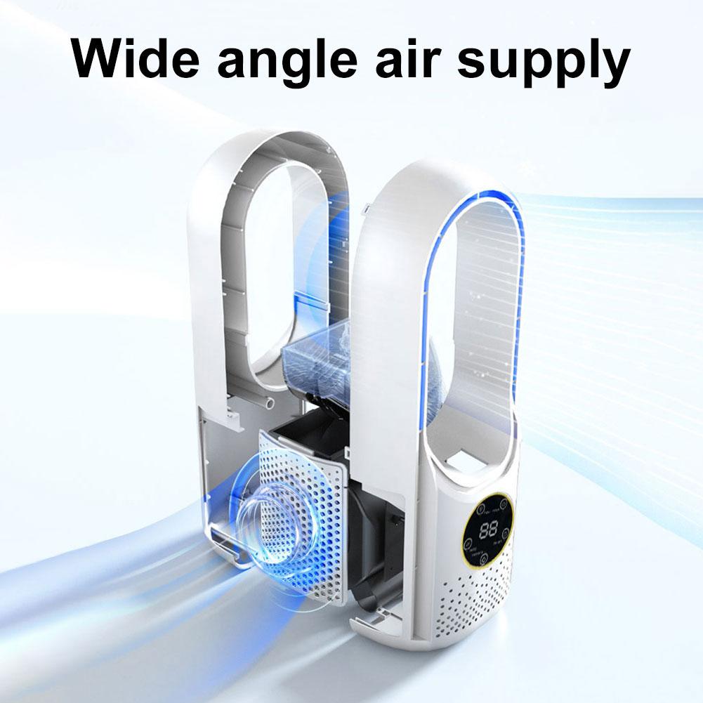 Portable Bladeless Fan with 6 Speeds & Mist Quiet Table Fan 6H Timer for Bedroom Living Room Office
