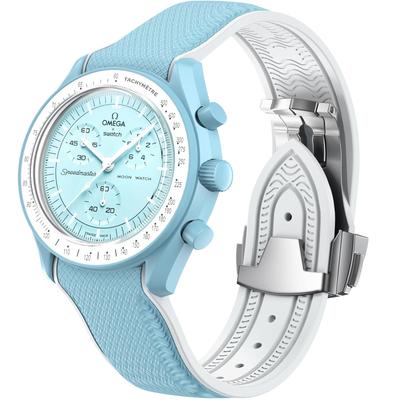 BONACE 20mm Zachte Rubberen Horlogeband voor Omega x Swatch MoonSwatch Naadloos Gebogen Vervanging Geen Juwelen Speedmaster, Band, Unisex, Siliconen,