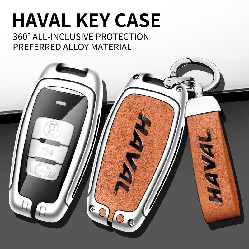 Car Key Case Great Wall Hover Jolion H6 H7 H4 H9 F5 F7 F7X F7H H2S Gmw Dargo Shell Keychain Zinc Alloy Leather Car Key Case