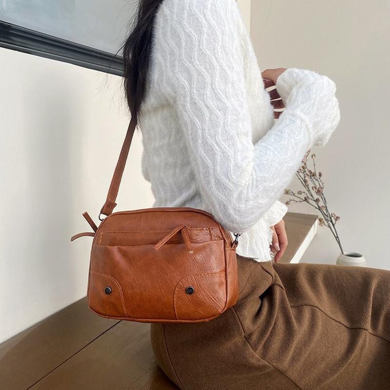 Bolsos de hombro sencillos Vintage para mujer, Bolso pequeño, bandolera para teléfono, bolso de mensajero cuadrado de cuero PU suave