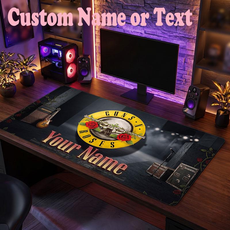 Guns N’ Roses Customized Name Text Mouse Pad, Large Desk Mouse Mat Personalized Home Office Present