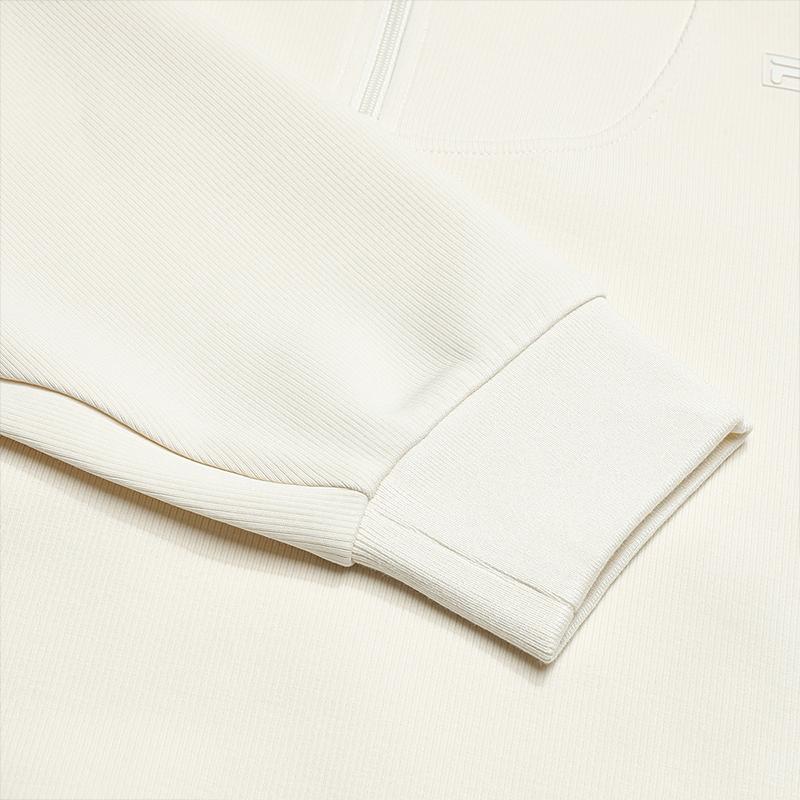 Fila Classic Soft Knit Short Pullover Sweatshirt Women tops Ice-Cream-White F11W543201FIV