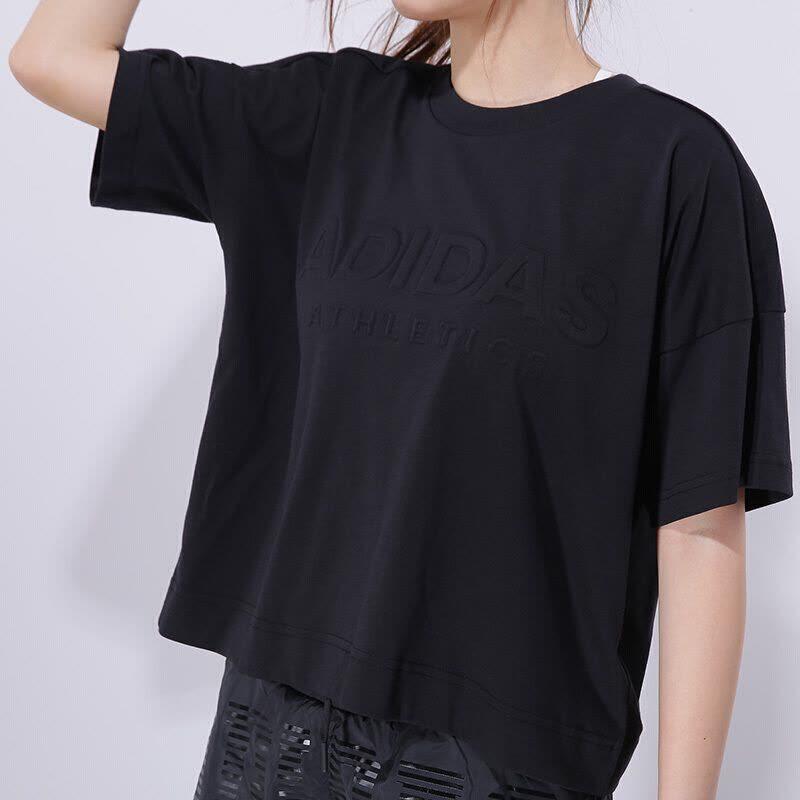 Adidas Fashionable Versatile Round Neck Pullover Short Sleeve T-Shirt Women Tops Black BP7942
