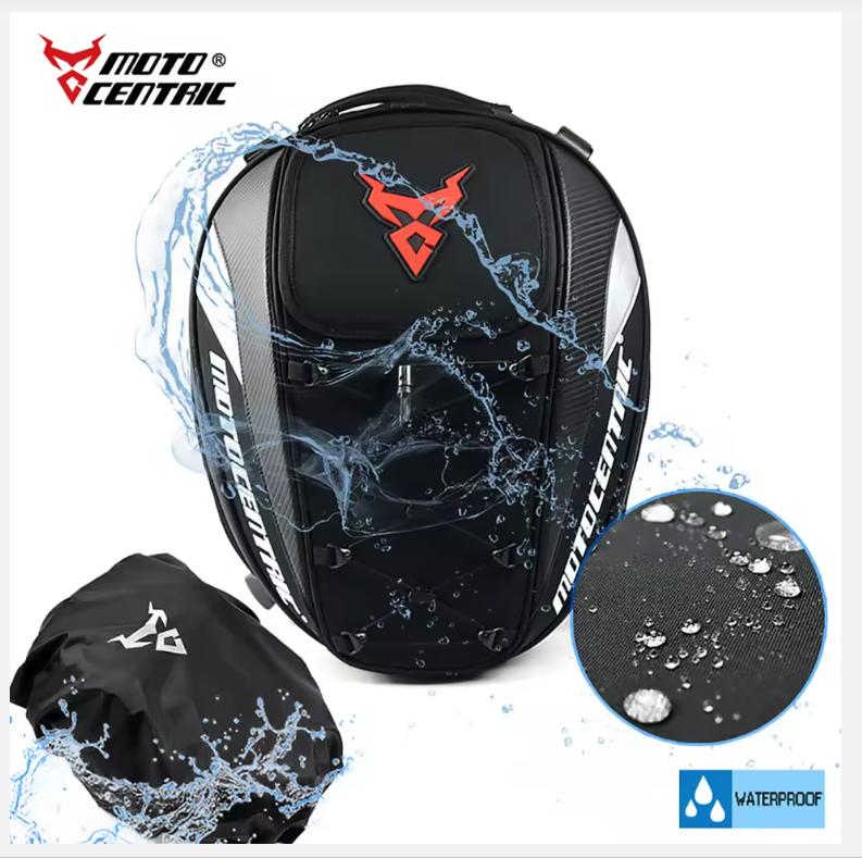 MOTOCENTRIC Motorcycle Back Seat Bags Waterproof Tail Bag Rear Seat Bag Multifunctional Motorbike Helmet Bag Moto Rider Backpack