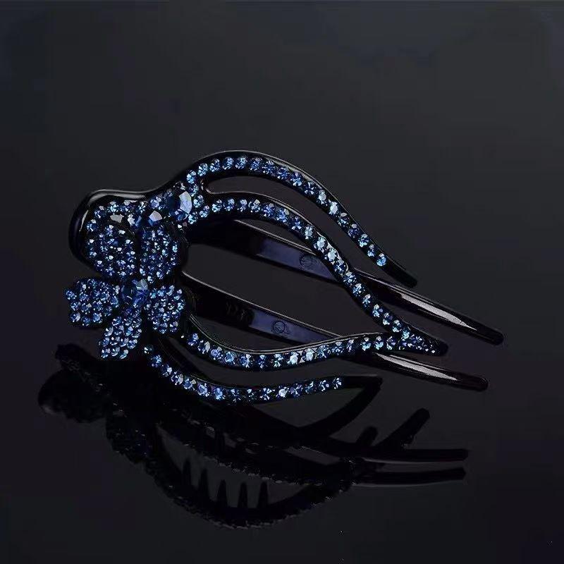 

Elegant Rhinestone Duckbill Hair Clip - Large Three-Prong Bun Accessory for Women