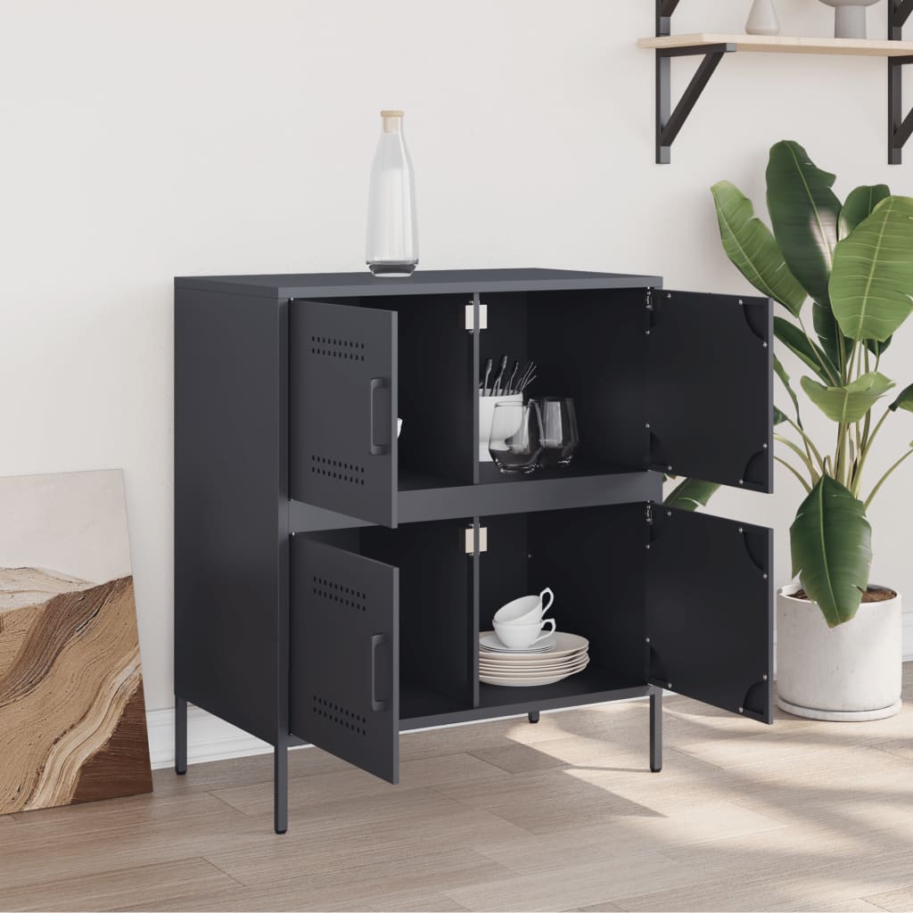Vidaxl Szafka Boczna, Antracytowa, 68X39X79 Cm, Stal