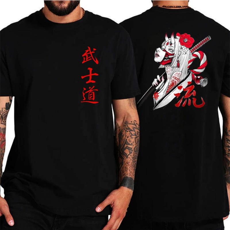 Japan Samurai Spirit Męska koszulka w stylu japońskim z tyłu z nadrukiem 3D Luźne, obszerne koszulki T-shirt Męski prezent Tee Unisex