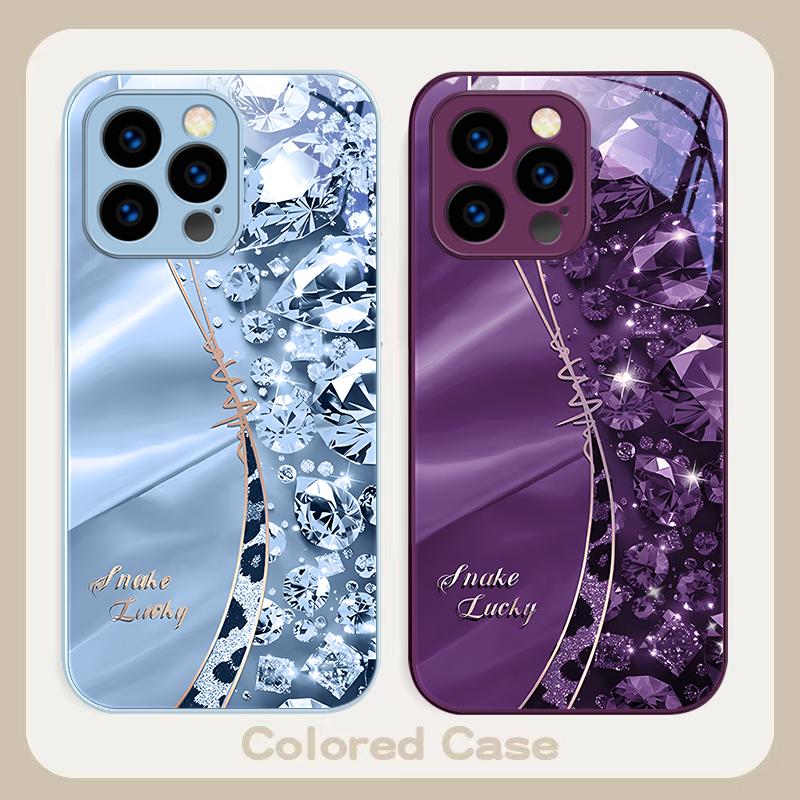 Estampa de Leopardo com Diamante Para IPhone 16 Pro Max 15 P Lus 14 Pro 13 12 Mini 11 P Ro Max X XS 7 8 Plus 2022 Capa de Celular de Vidro Temperado
