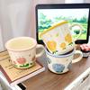 High-value Tulip Ceramic Water Cup Mug with Lid Yellow Rose Couple Cup Milk Coffee Cup