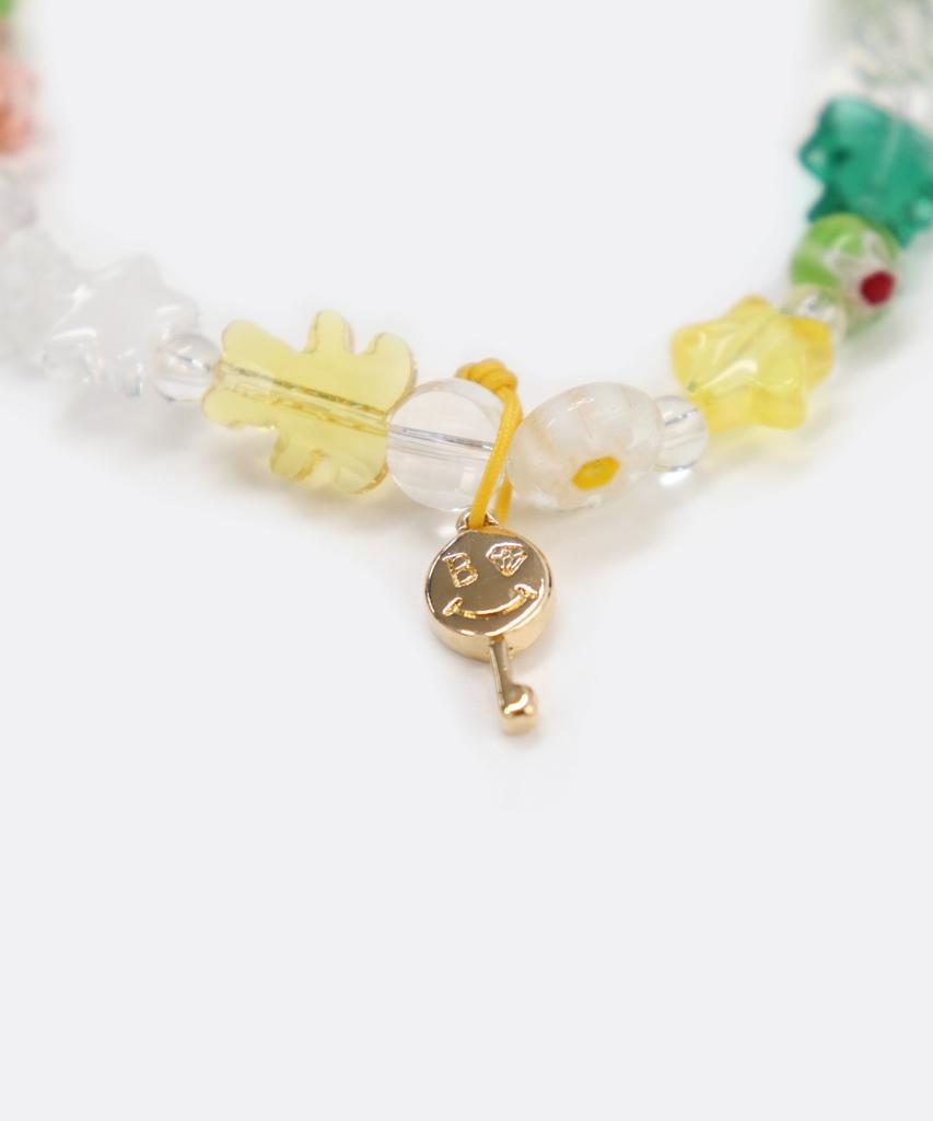 Bonbeau Little Joy Motif Mix Bracelet Colored Glass Flower Star Teddy Bear Motif Mix Bead Bracelet