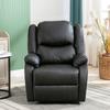 Recliner 130° Tiltable, Single Sofa Leg Rest, Pull-out Recliner PU Leather Armchair, Reclining Chair Side Pocket, Living Room, Black