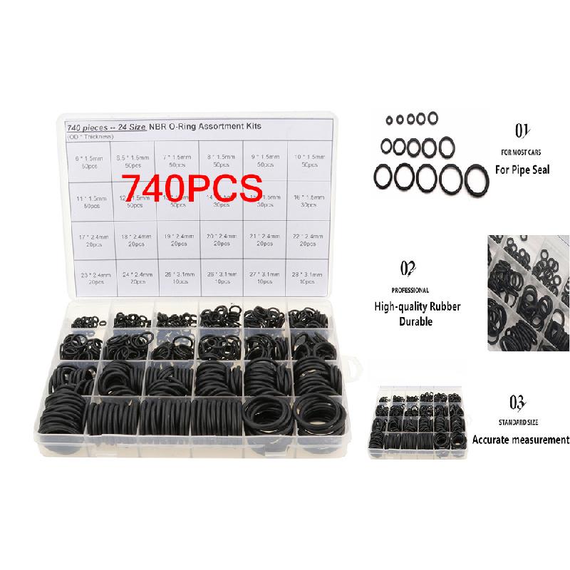 740 Pcs Boxed Thickness 1.5/2.4/3.1Mm Car Air Conditioning O-Ring Seal Gasket