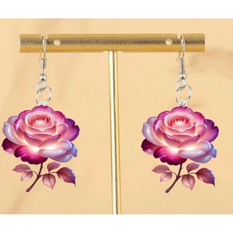 Акриловые серьги в стиле «Лес розовых роз» - Ретро-художественный подарок