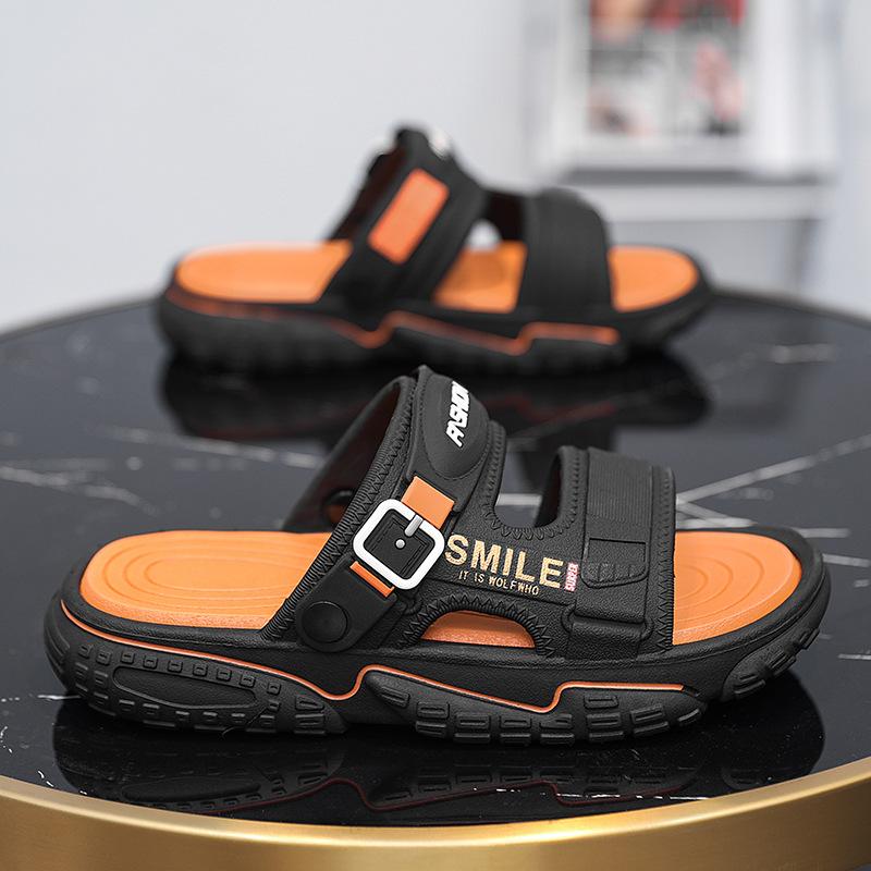

2024 new summer men s beach shoes summer non-slip two wear one-word soft-soled sandals men s 45