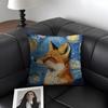 Cute Fox Cushion Cover Summer Breathable Linen Organic Fabric Double-Sided Printing Sofa Pillow Case Home Decor