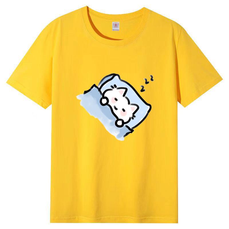 Dámské léto Populární tričko s krátkým rukávem Bavlna Prodyšné Volný top Potištěné tričko Ležérní