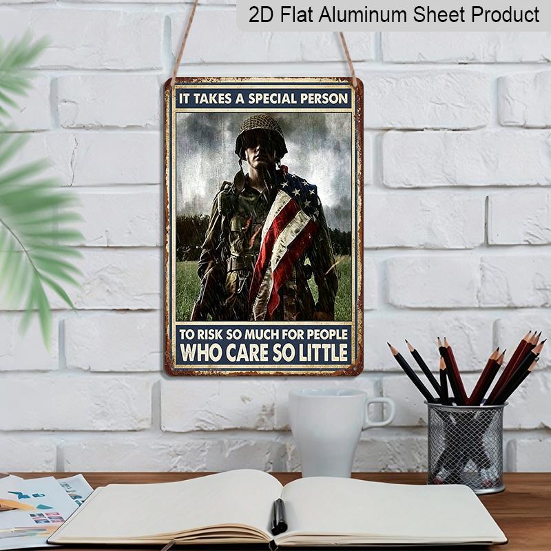 2D Flat Classic Retro Aluminum Plaque - Celebrating Courageous Veterans with Distinctive Design, Sturdy Metal Composition, Ideal Present for