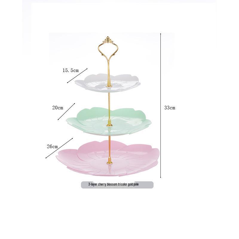 Trzypoziomowy europejski stojak na ciasto do popołudniowej herbaty - Kreatywna wielowarstwowa plastikowa taca na desery i talerz na owoce