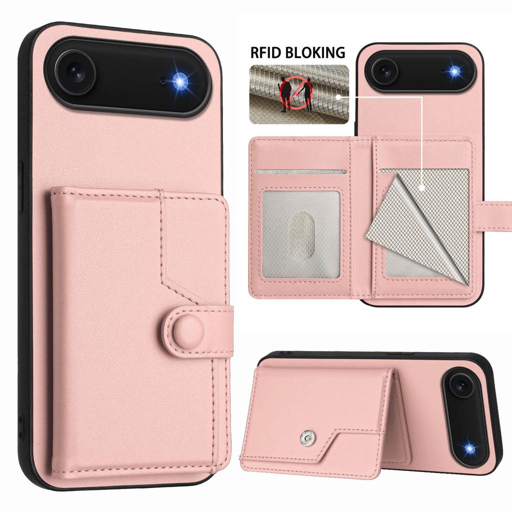 For iPhone Air Case RFID Blocking Card Holder Kickstand TPU+PU Leather Phone Back Cover