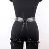 Women PU Leather Waist Garter Harness - Adjustable Multi-Strap Ring Design Belt for Punk Grunge Outfits