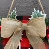 Wall Rustic Hanging Indoor Outdoor Burlap Merry Christmas Garland Artificial Wreath Door Sign