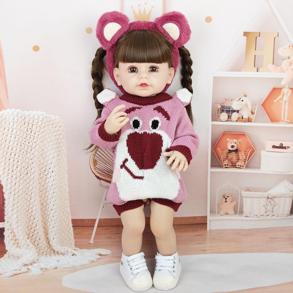 

55cm Lifelike Reborn Dolls Baby Soft Glue Simulation Doll Cute Girl Toy Princess Gift Doll Accompanying The Doll Children s Birthday Gift Full set (doll+clothes)