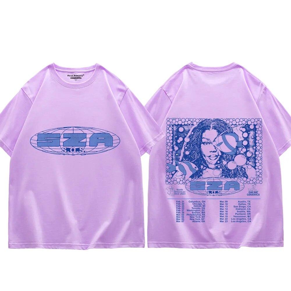 Sza Sos Music Album Graphic T Shirts Unisex Women Hip Hop Fashion Short Sleeve T-Shirt Trend Vintage Oversized T-Shirts Streetwear