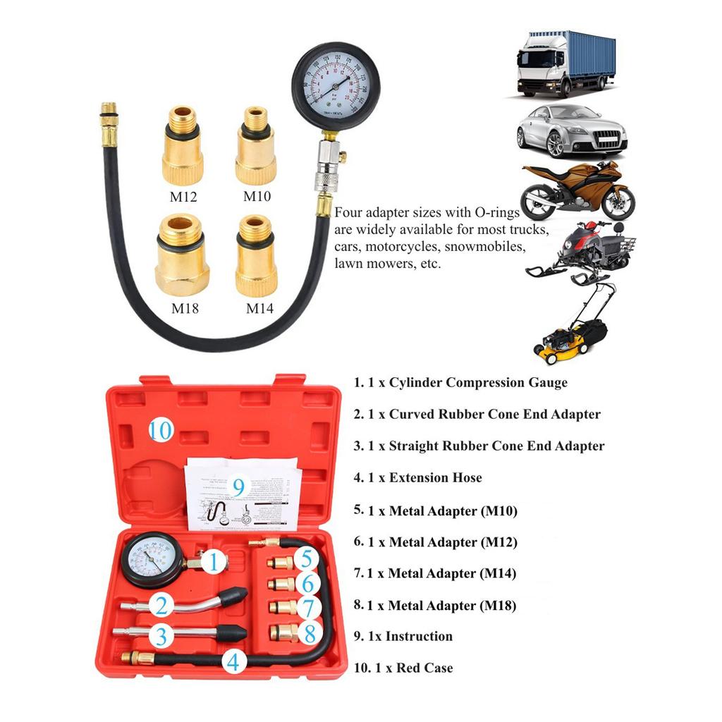 Pressure Gauge Gasoline Engine Compression Tester Automotive Workshop Tools Mechanical Inspection Garage Tool Car Verification