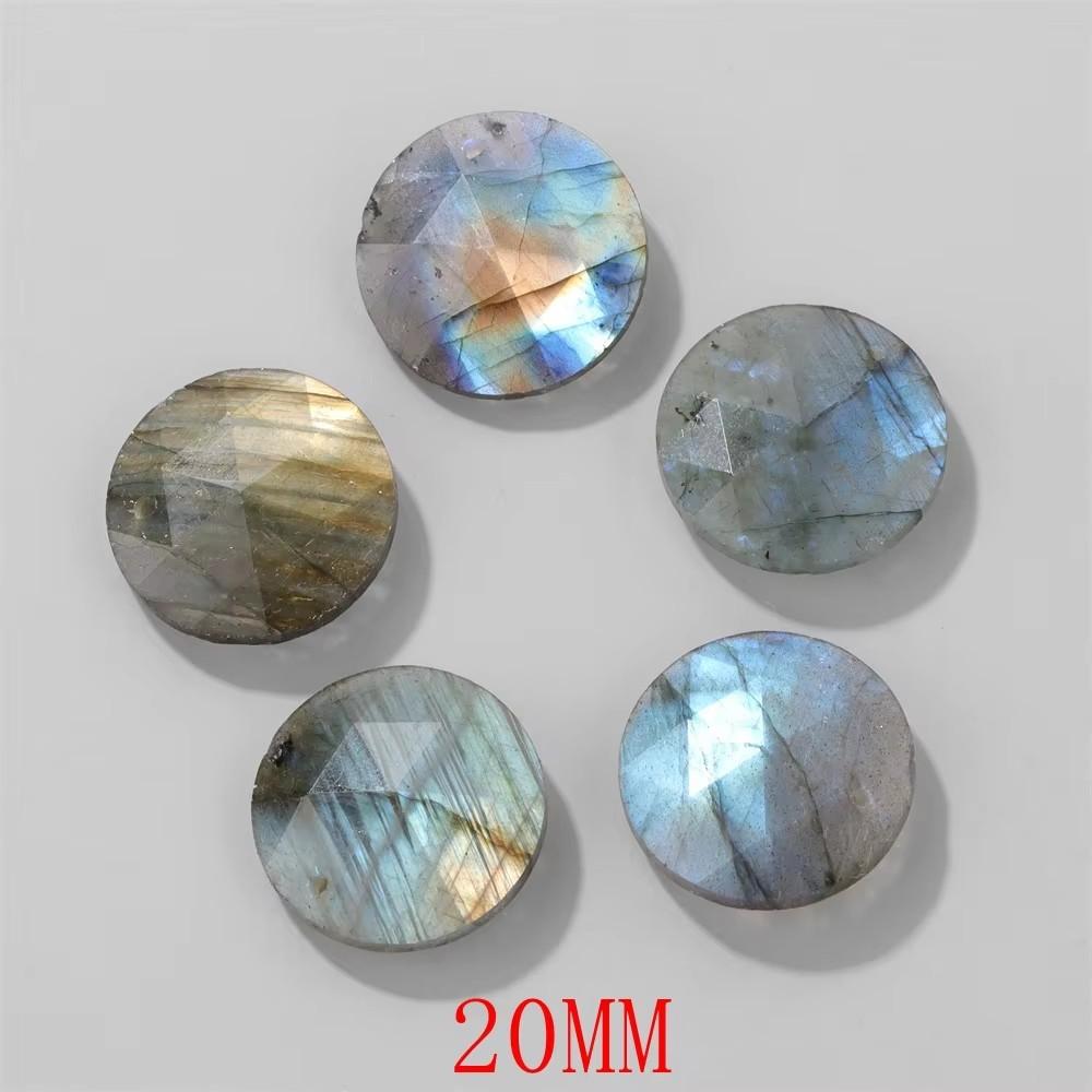 1Pc Quality Natural Labradorite Stone Charm Round Double-Sided Faceted Pendant DIY Accessories Necklace Earrings