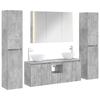 Bathroom Furniture Set 6 Pcs Concrete Grey Engineered Wood and Glass