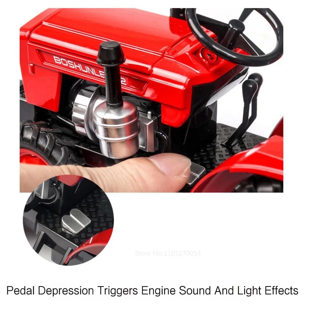 1:32 Aliaj Tractor Agricol Model Diecast Jucării Mașină Miniatură Cu Sunet Lumină Tracțiune Înapoi Vehicul Corp Metalic Jucărie Distractivă pentru Băieți Cadou