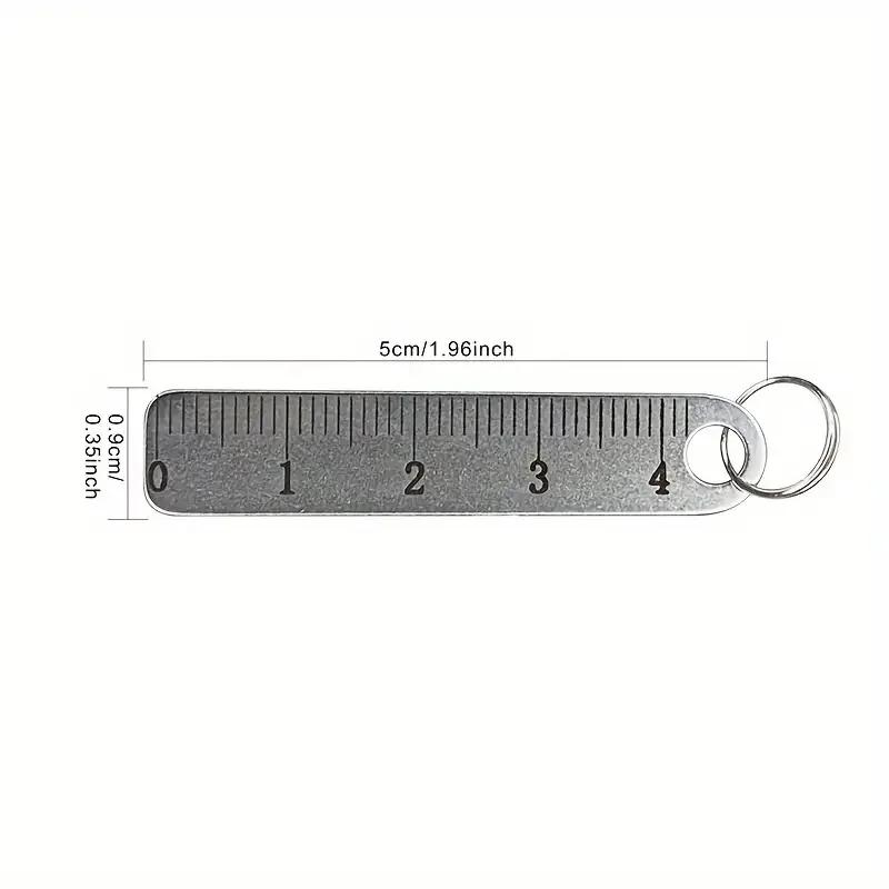 2pcs Stainless steel anti lost card keychain metal ruler