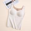 "Tangge Women's Seamless Silk Wool Warm Vest with Chest Pads & Velvet, Ideal for Autumn/Winter Layering"
