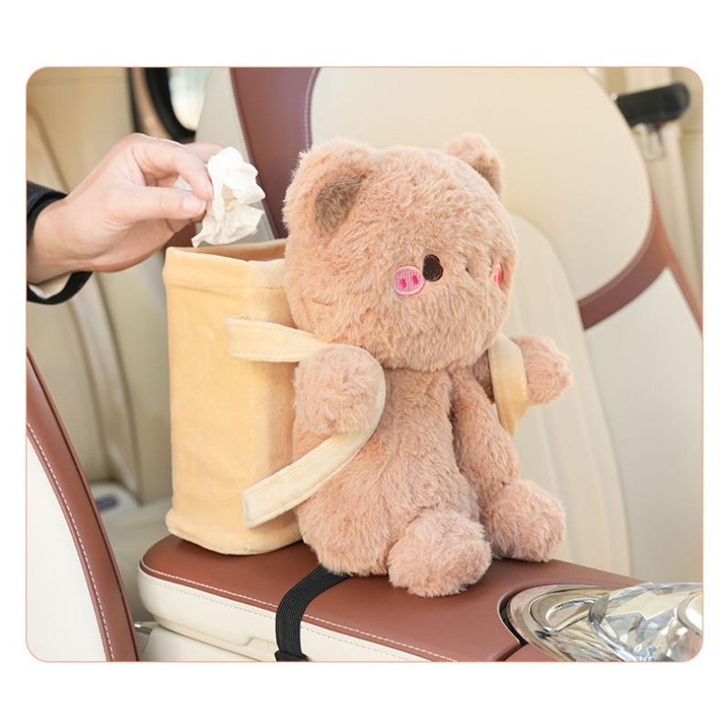 Cute Cartoon Capybara Plush Car Tissue Box Storage Bucket