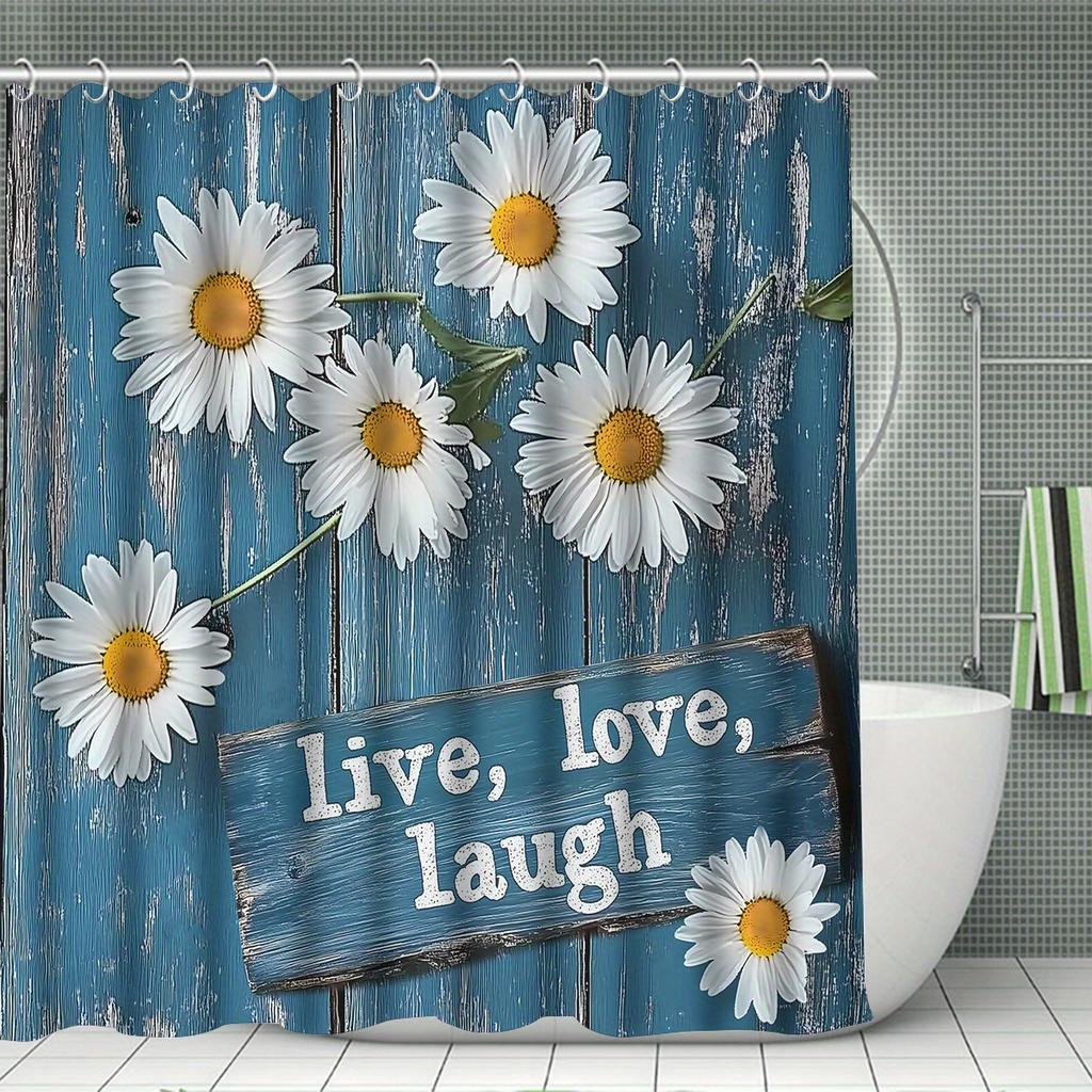 4Pcs Vintage Farm Floral Shower Curtain Set with Non-Slip Bath Mat, Toilet Lid Cover, Contour Rug & 12 Hooks, Bathroom Decor
