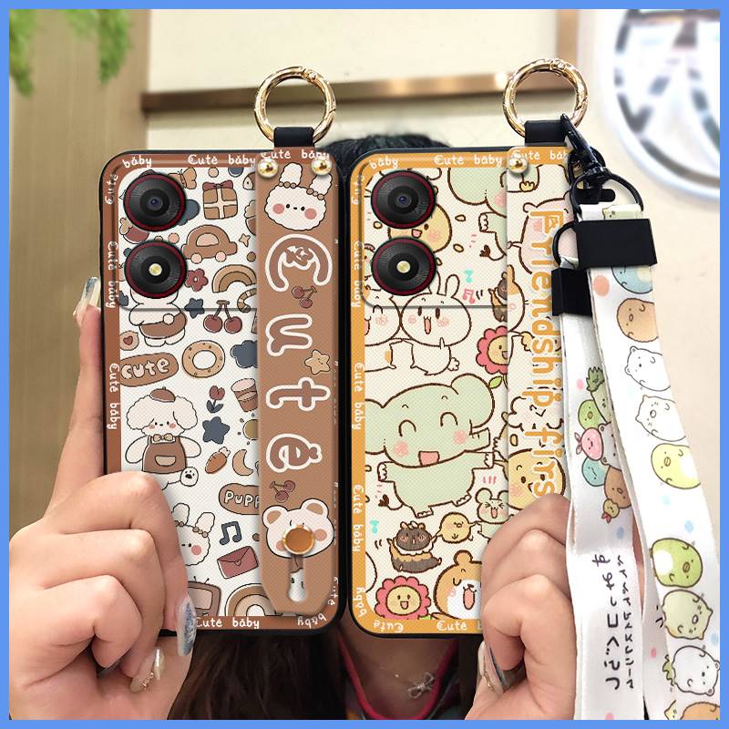 Back Cover Protective Phone Case For ZTE Blade A34 Waterproof Fashion Design Durable Lanyard Phone Holder Anti-knock