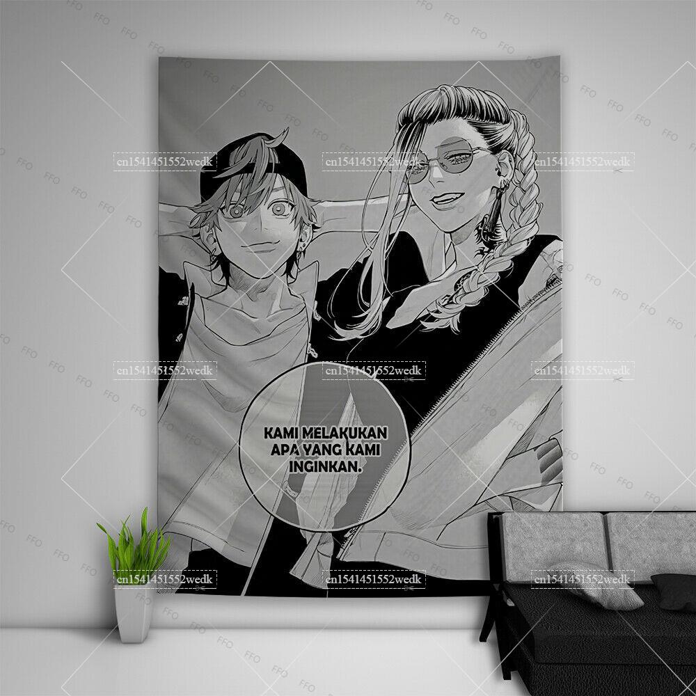 Kawaii School Girl Tapestry Wall Decor Anime Tapestry Manga Aesthetic Room Decoration Meme Tapestries Art Poster For Home