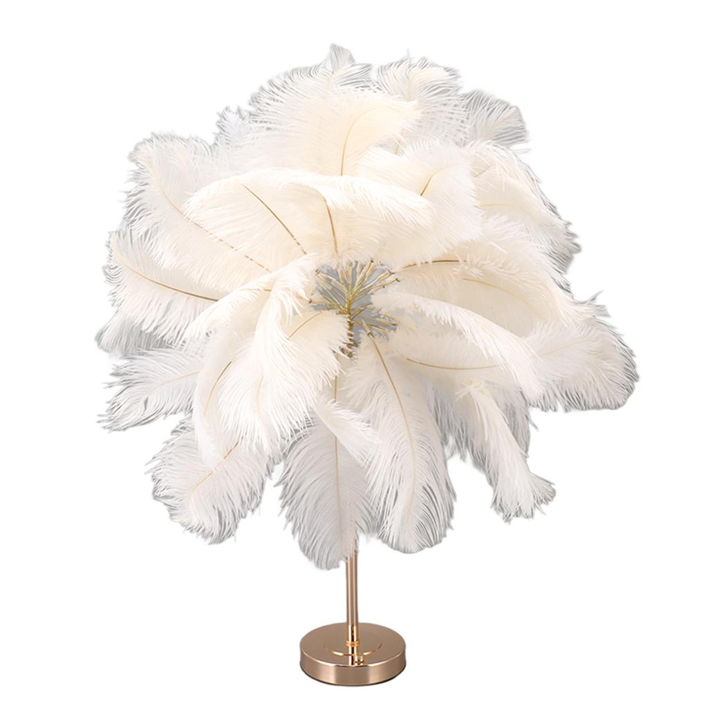Ostrich Feather Table Lamp Rechargeable Modern Romantic Decoration Lamp Bedroom Bedside Lamp for