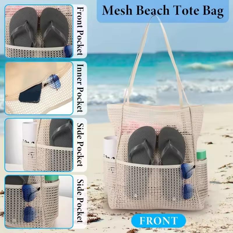 Multi Pockets Summer Beach Bag For Towels Mesh Durable Travel Handbag Toys Organizer Waterproof Underwear Swimming Storage Bag
