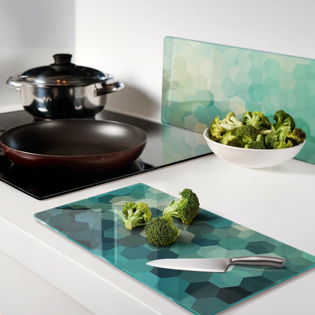 Decorative Glass Cutting and Serving Boards Abstract 2X30X52 Cm