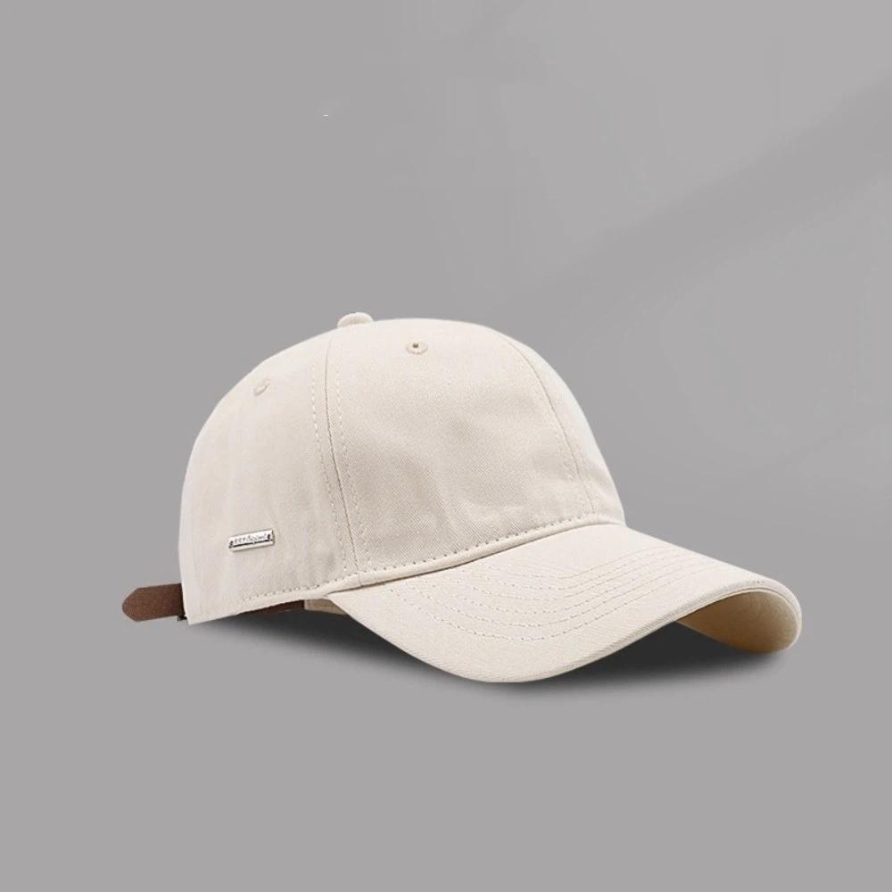

Simple Adjustable Baseball Caps Solid Color Breathable Sun Hat Big Head Circumference All Seasons Sports Cap Men бежевый