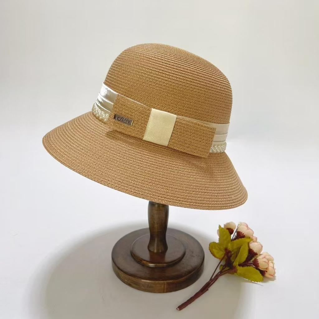 2025 New French Hat Women'S Summer Ice Hemp Silk Material Foldable Washable Elegant Top Hat Sunscreen Straw Hat