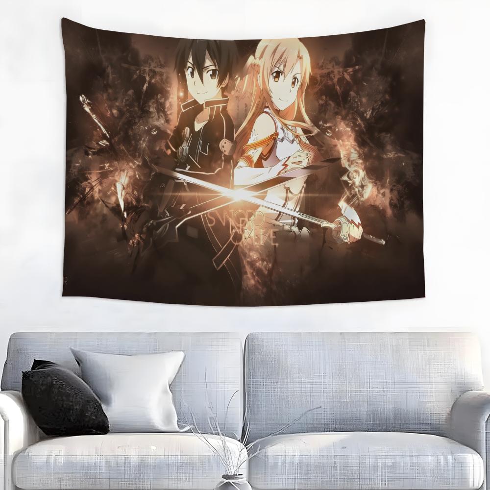 S-Sword Art Online Tapestry Anime Tapestry Wall Hanging Bohemian Wall Tapestries Mandala Home Decor Accessories
