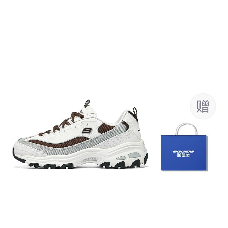 (WMNS) Skechers D'Lites 1.0 Shoes 'White Grey Brown' Women's 896276-OWBR