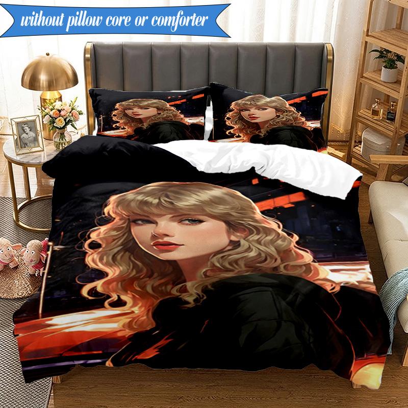 3-teiliges Taylor Music Lover Artwork Bettwäsche-Set, inklusive 1 Bettbezug und 2 Kissenbezügen. Perfekt für Schlafzimmer, Wohnheim, Weihnachtsgeschenk für Fans