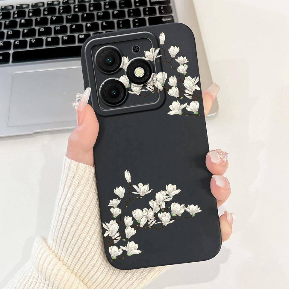 For Itel A50 Back Cover On ItelA50 A 50 Coque Funda Flower Butterfly 2024 New Women Fashion Phone Case Liquid Silicone Bumper