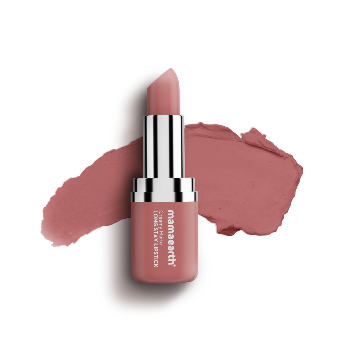 

Mamaearth Creamy Matte Long Stay Lipstick 4.2g Pillow Nude Hydrating Flakeproof Intense Color Payoff 8 Hours
