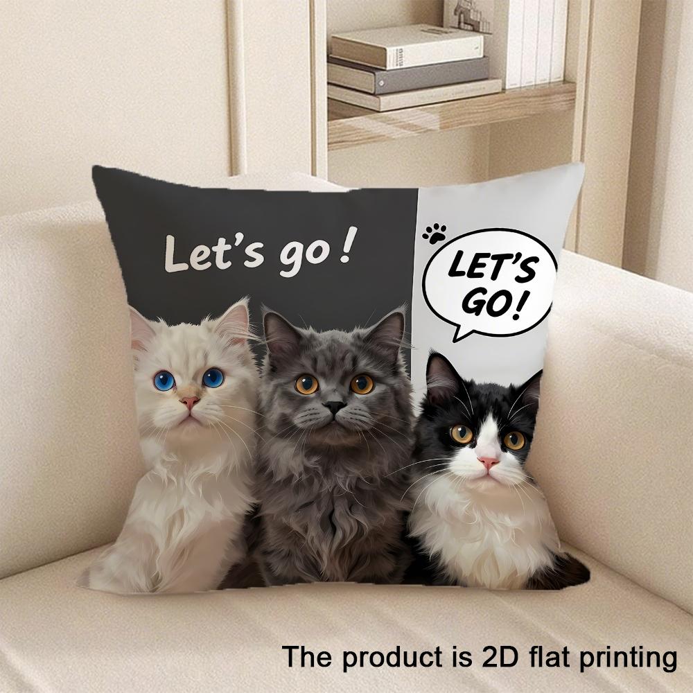 1pc Various 2D Flat-Printed Cushion Covers with Different Animal and Pattern Designs Sofa cushion cover home bedroom decoration