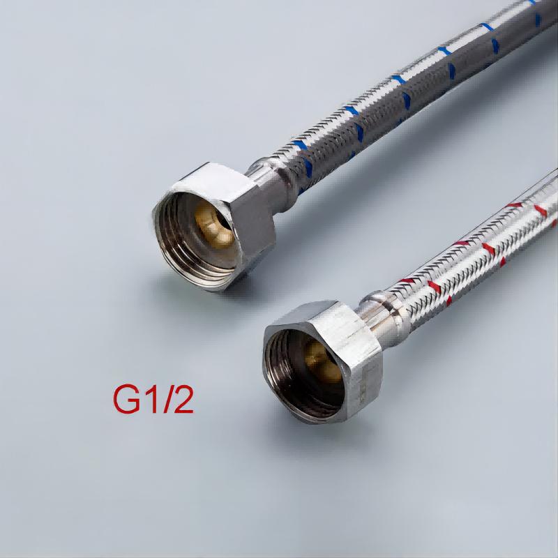 G1/2 G3/8 G9/16 50cm 1 Pair Stainless Steel Flexible Plumbing Pipes Cold Hot Mixer Faucet Water Supply Pipe Hoses Bathroom Part